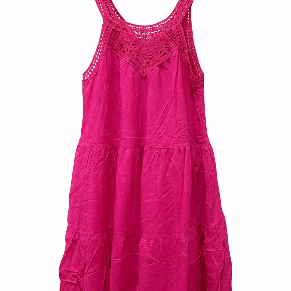 Vibrant Pink Lace Detail Mini Dress